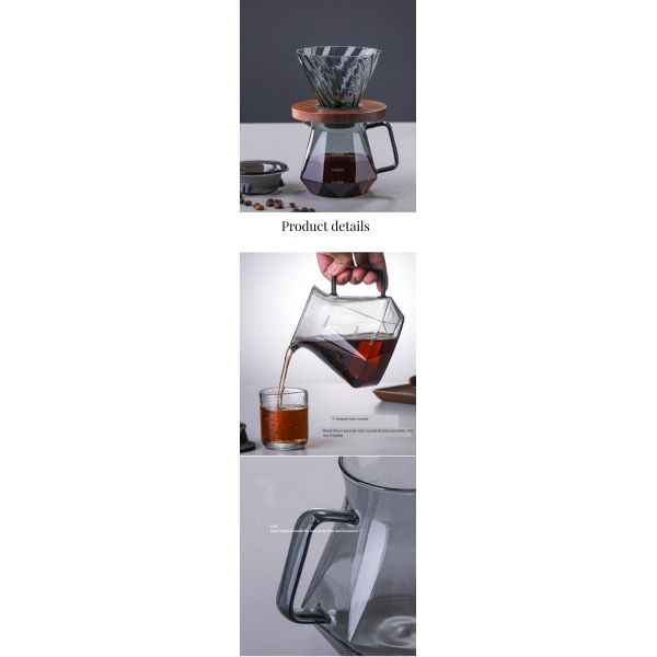 Office Drinkware Type Coffee Tea Sets Durable Transparent Borosilicate Glass Dripper
