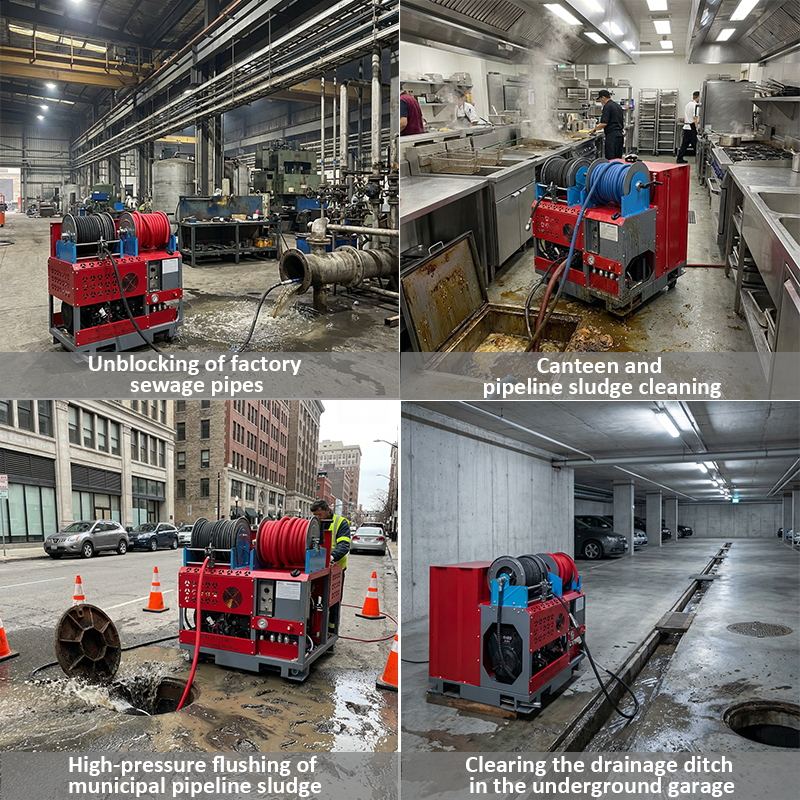 RJHT-880 heavy-duty sewer dredging machine, sewer cleaning machine with remote control function, flexible shaft sewer drainage cleaning machine LOGO