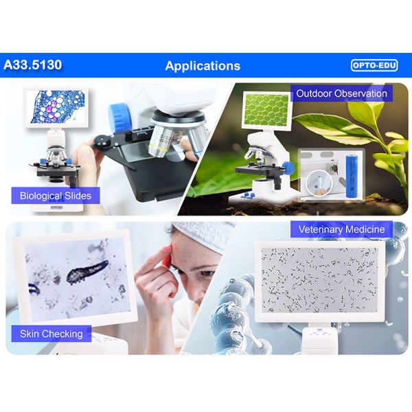 OPTO-EDU A33.5130 7'' LCD Microscope 8MP Camera 1080p Video HDMI/WiFi/USB Portable Design