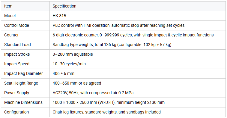 Swivel Leather Mesh Chair Seat Cushion Impact Fatigue Testing Machine Simulate Human Sitting Pounding Load