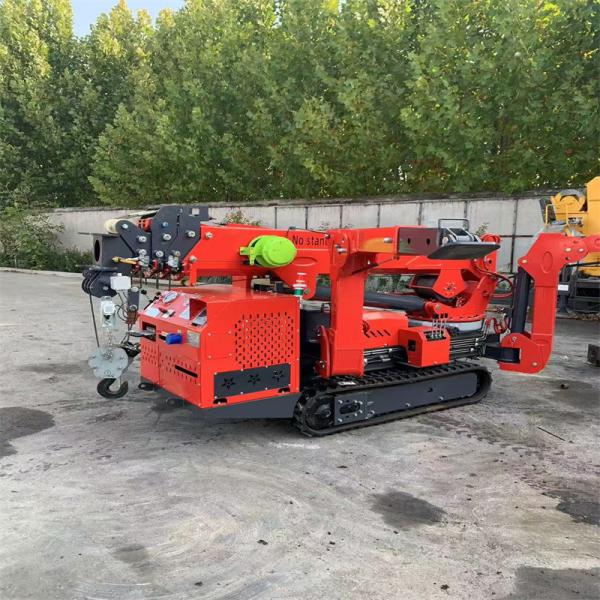 Electric And Diesel Power Spider Crawler Crane In Red