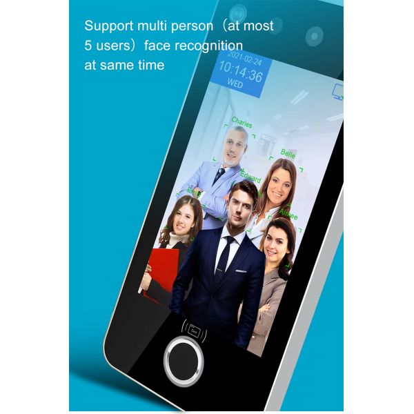 5 Inch Cloud WiFi Network Biometric Scanner Face Recognition Motion Detection ODM Logo Time Attendance System