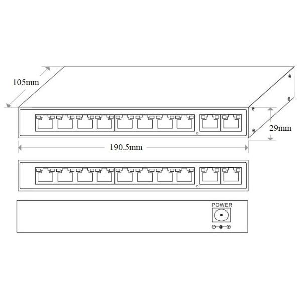 Unmanaged Model 10 Port Gigabit PoE Switch With 20Gbps Switching Capacity