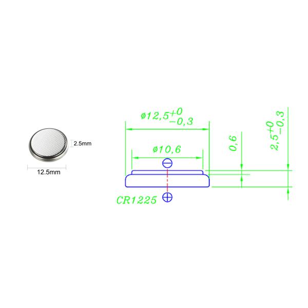 CR1225 Primary Lithium Battery Manganese Dioxide Button Cell Coin Type 50mAh