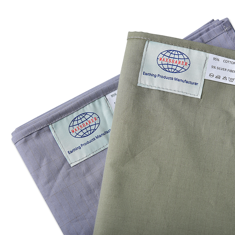 Grounding Half Sheet for Queen King Cotton Silver Flat Bed Sheet with Earthing Cord & Adapter