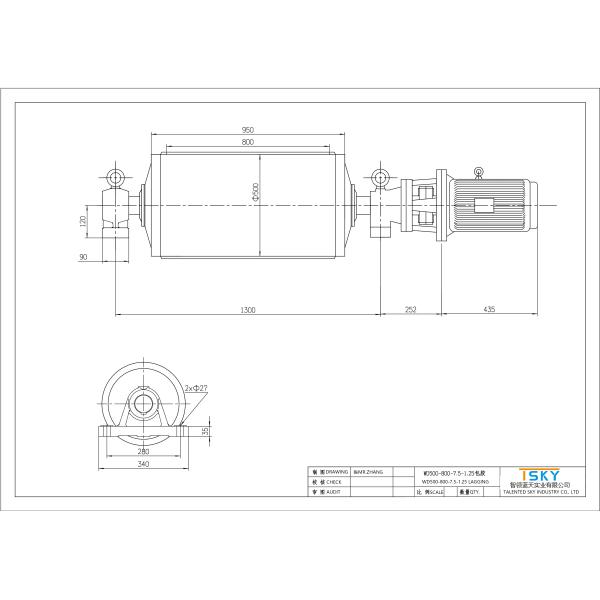 Heavy Duty Belt Conveyor Motorized Driving Pulley Drum With Rubber Lagging DIN, AFNOR, FEM, BS, JIS, SANS, CEMA