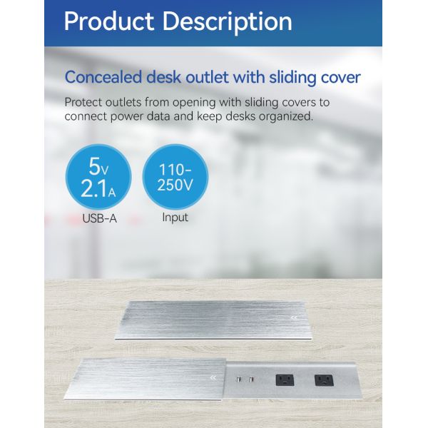 Recessed Hidden Conference Table Power Socket Outlet Hub 20W USB Fast Charging
