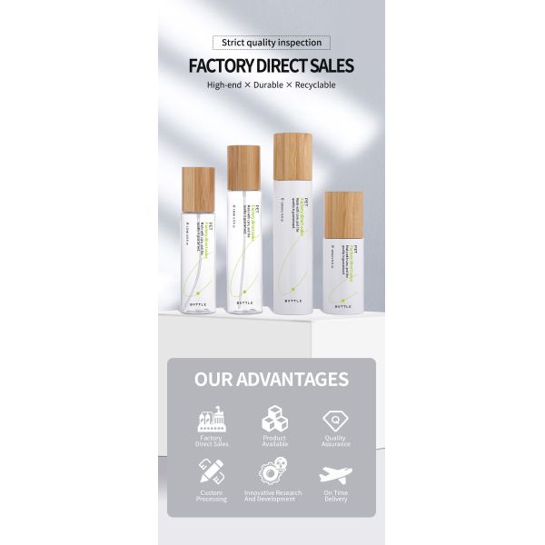 Eco Friendly PET Plastic Cosmetic Packaging Shampoo Bottles with Bamboo Pump lid