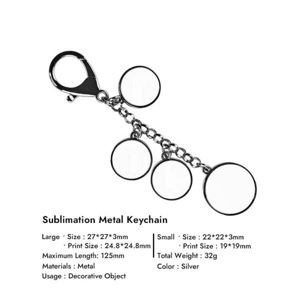 Zinc Alloy Sublimation Blank Metal Key Chain Custom Logo Sublimation Keychains With 4 Round Photo Charms