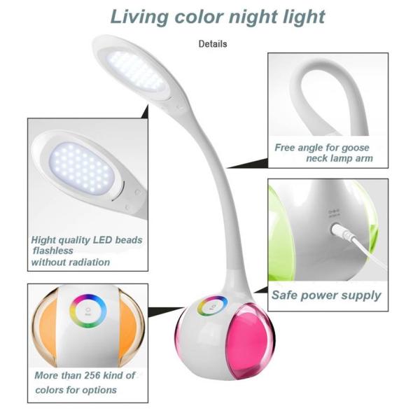 High Lumens Touch Control 5W Dimmable Table Lamp LED Reading Desk Lights 5000K-5500K
