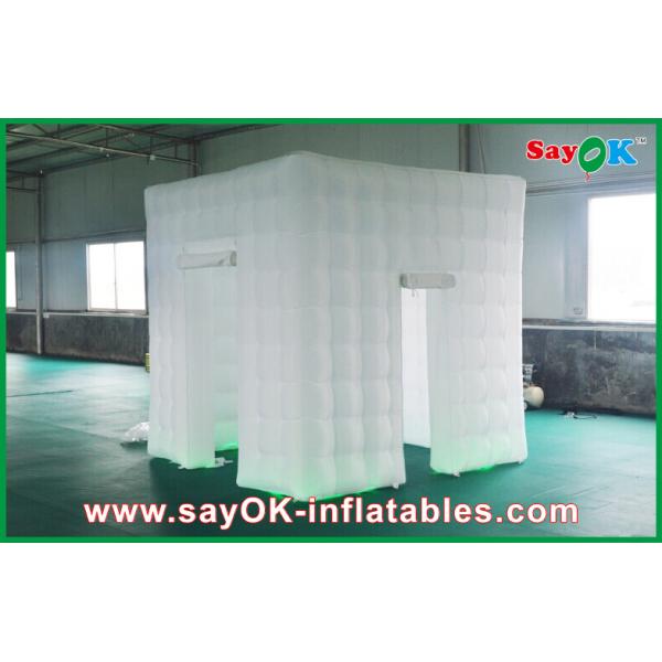 Inflatable Photo Studio White Portable Inflatable Square Photo Booth With Led Lights With 2 Doors