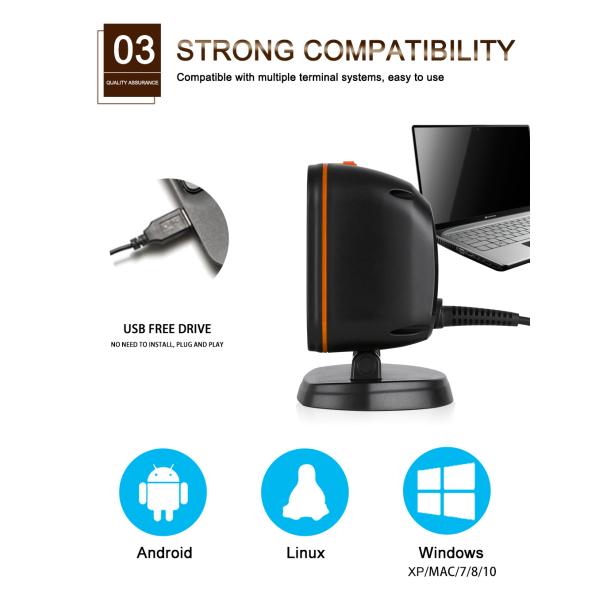 High Performance Platform 2D CMOS Omnidirectional Barcode Scanner Supermarket Desktop Barcode Reader Scanner