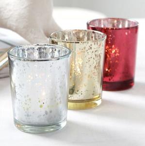 China Christmas Tea Light Mercury Glass Votive Candle Holders 82ml Customized Color on sale