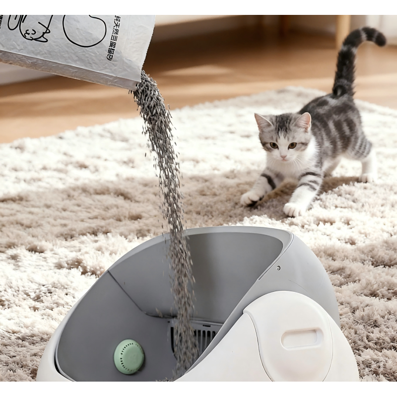 Enclosed Plastic Cat Litter Box Automatic Cleaning Sieve Deodorant Ball Large Capacity Easy Clean for Cats Home Use