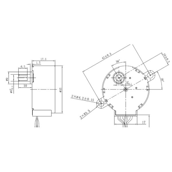 35mm Diameter Reduction Stepper Motor 35BYJ46 Geared Stepper Motor 85:1 Ratio 7.5 Degree Step Angle