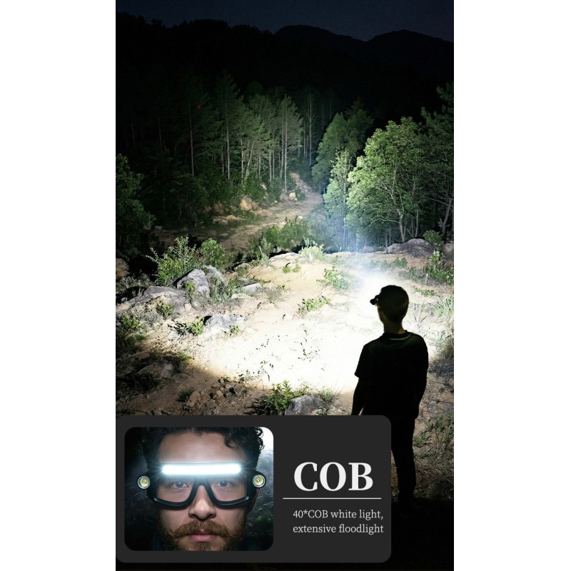 Multifunctional Glasses Light USB Charging Warning Compact Portable Hanging Ear Headlight Outdoor Hiking Lighting Headlight