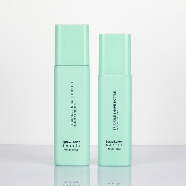 Unique Triangular Cosmetic Spray Bottle Matte Green Frosted Surface 50 Ml
