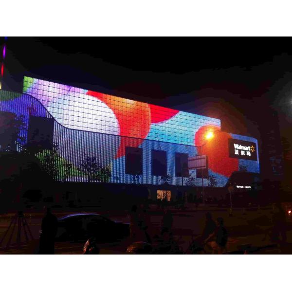 Outdoor IP67 Flexible Scrolling LED Mesh Display Transparent Grid Screen P125 for Media Facade Advertisement