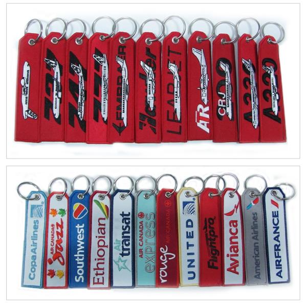 Merrowed Borders Double Sided Twill Embroidery Woven Keychain PMS