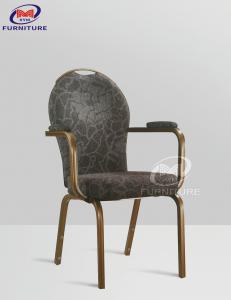 Wholesale Brown Printed Banquet Chair With Armrest Metal Frame Hotel Furniture from china suppliers