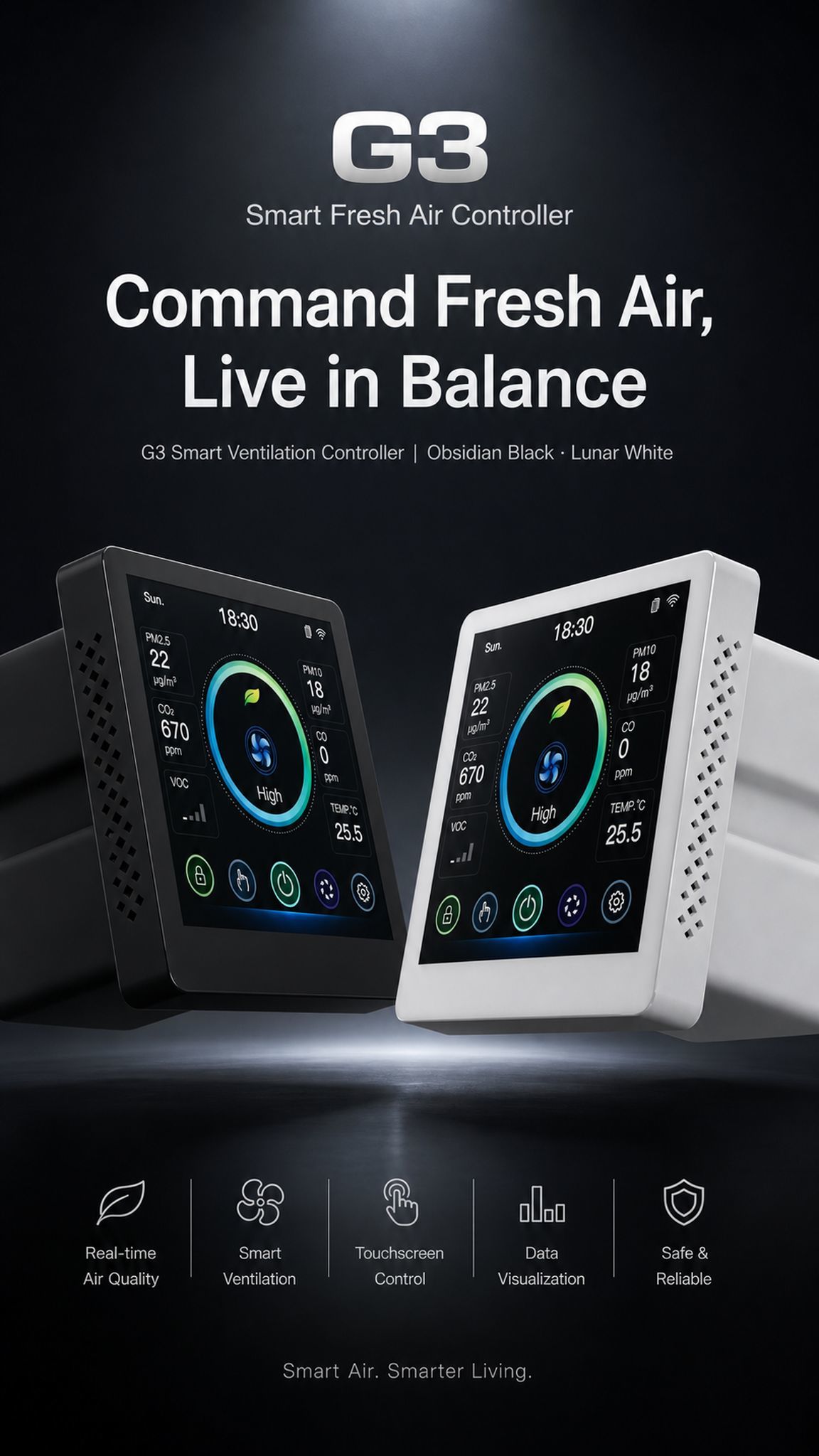 Tuya Smart HVAC Controller 4 Inch Touch Screen with Air Quality Monitoring and WIFI Function