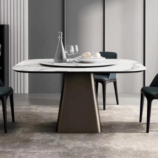 Luxe Haven Ceramic Marble Top Dining Table Unique Square Top Dining Table With Lazy Susan
