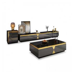 China Rock Plate Hotel Room Cabinets Luxury TV Cabinet Sets Hotel Room Black Glass on sale