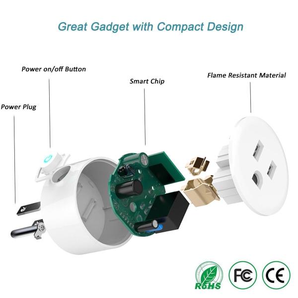Flame Resistant Wifi Smart Plug Socket , App Controlled Socket For US Google Home