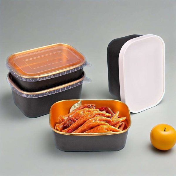 Custom High Quality Gold Foil Silver Foil Paper Salad Box Paper Disposable