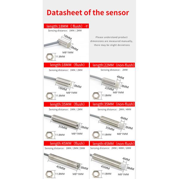 M8 Series Inductive Proximity Switch Sensor Waterproof Shockproof IP67