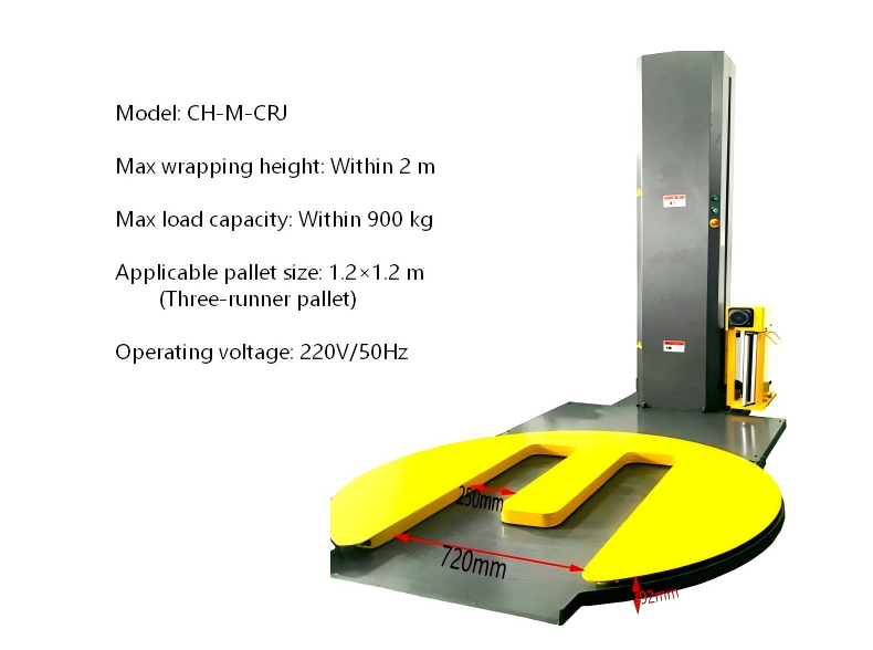 CE and PLC Custom M-type Forklift-operated Wrapping Packer with No Ramp Required for Loading for Wrapping of Pallets