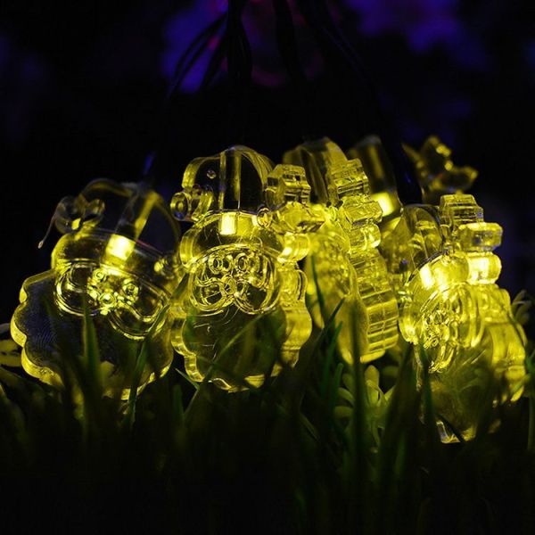 Outdoor Santa Christmas Party Decoration Lamps 20LED Solar String Lights