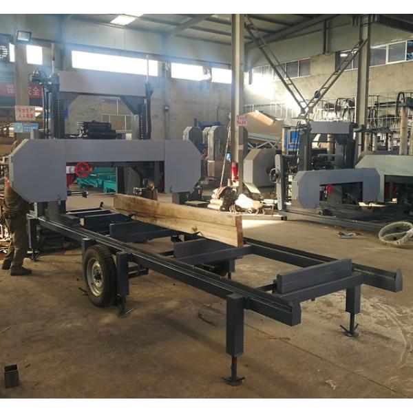 Wood cutting saw machines gas / diesel / electric portable wheels trailer sawmill ,horizontal bandsaw sawmill machine