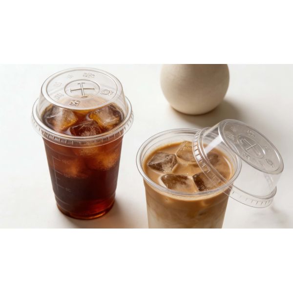 Disposable Custom Logo Printed Cold Coffee Cup PET Plastic Cups with High Lids
