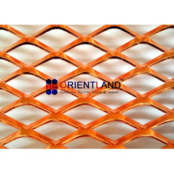 Small Hole Raised Copper Expanded Metal Mesh Diamond Hole In Rolls
