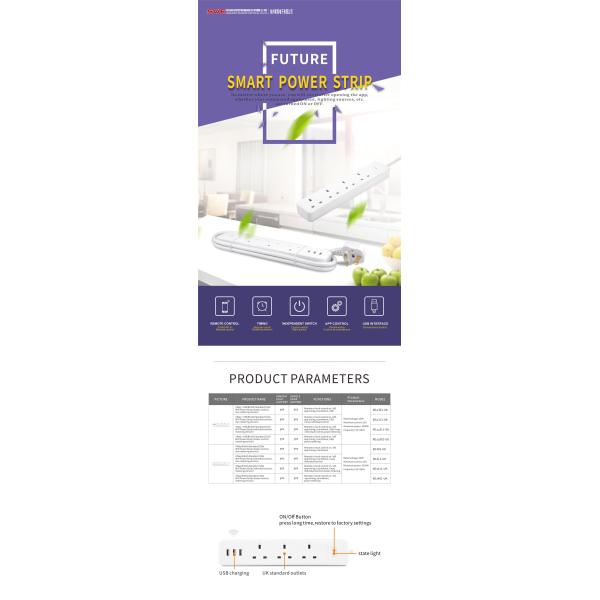 3 Way +USB UK Standard 13A Wi-Fi Smart Power Strip Power Metering