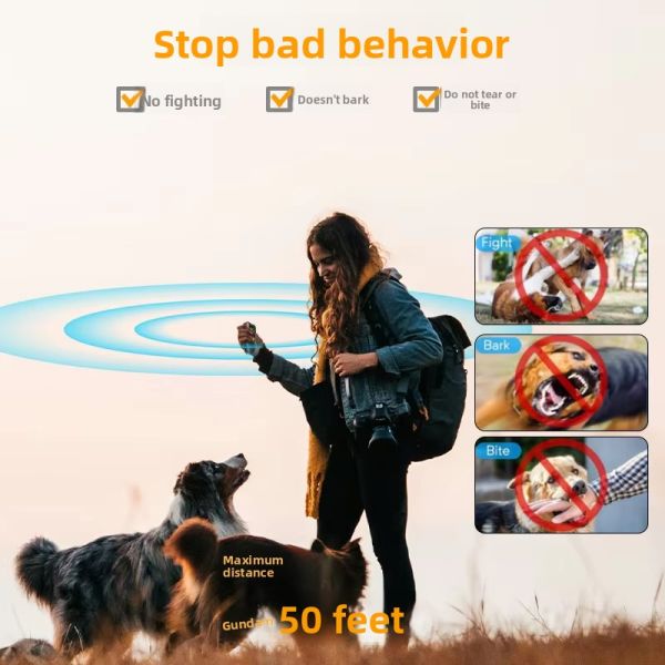 New Arrival USB Rechargeable Handheld Dog Barking Deterrent Custom Color Ultrasonic Training Device IP67 Waterproof Eco-friendly