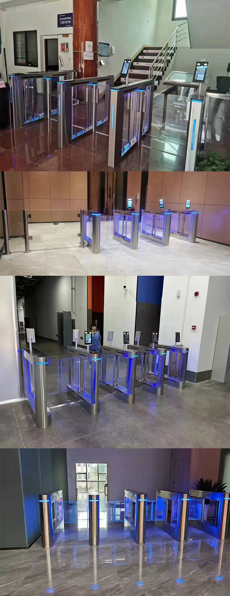 Revolving Flap Barrier Turnstile Gate With Card Reader / Fingerprint Access Control
