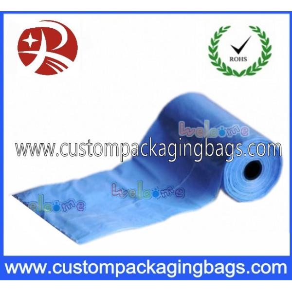 Custom Blue LDPE / Corn starch Biodegradable Dog Poop Bags With Roll