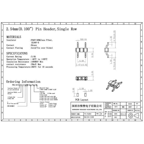 PA6T Horizontal Pin Header Connector Double 3P Fireproof SGS 3A DC500V