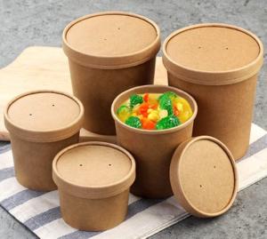 Wholesale 8 Oz Food Takeaway Containers Kraft Paper Soup Bowl Fruit Pizza Soup Safety from china suppliers
