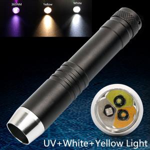 China 395NM 365NM UV LED Flashlight for Detecting Money,Jade,Gemstons,Yellow Light CREE Q5 Handheld LED Penlight on sale