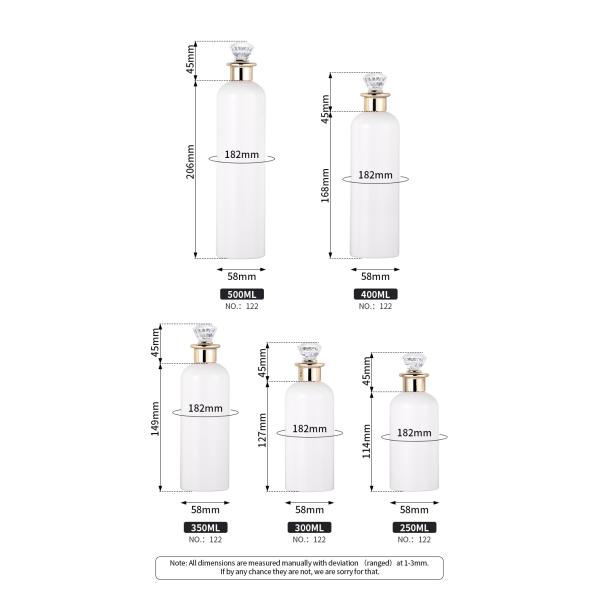 High Quality PET Round White Unilever Empty Airless Cosmetic Packaging Plastic Lotion Shampoo Bottles With Diamond Cap