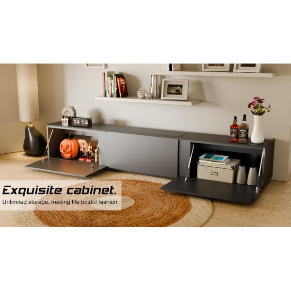 Telescopic Laser TV Cabinet Full Motion Short Throw Projector Entertainment Center White Motorized TV Cabinet