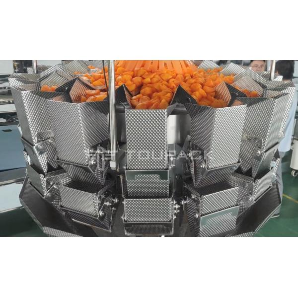 Spicy Potato Cubes Weighing Packing Machine Full Automatic 14 Head Hopper Multihead Weigher