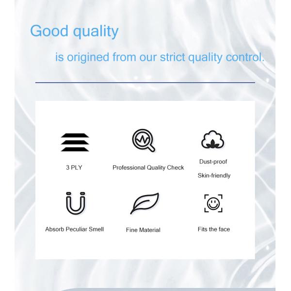 Non Woven Dispsoable Face Mask Three Ply Anti Pollution Mouth Mask For Outdoor