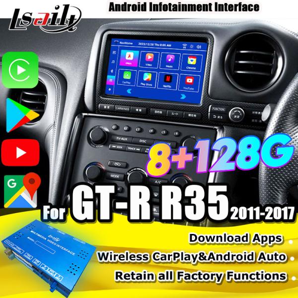 Lsailt Android Multimedia Interface for GT-R GTR R35 2011-2016 Wireless Carplay Interface Included YouTube, GPS,8+128 GB