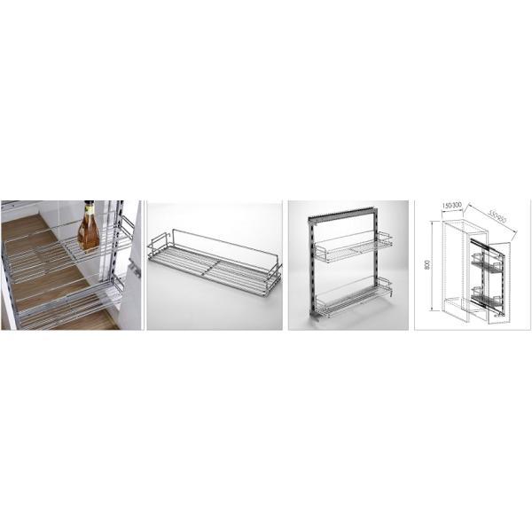 Kitchen Side Pull Out Cabinet Organizer , Pull Out Metal Basket In Iron