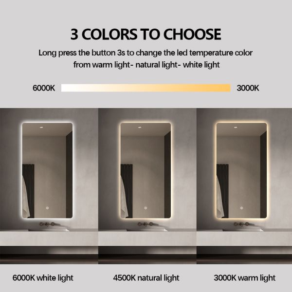 Dimmable Backlit LED Bathroom Vanity Mirror Wall Mounted Bathroom Mirror With Light