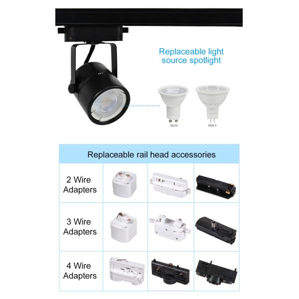 Replaceable Light Source Lamp Cup Mr16 / Gu10 Track Light Housing Adjustable Angle